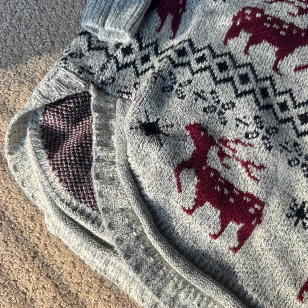 Reindeer Patterned Sweater - Red and Gray